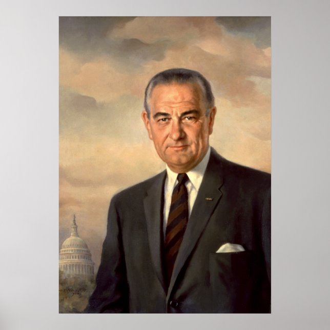 Lyndon Johnson Officiell Porträtt Poster (Framsidan)