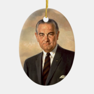 Lyndon Johnson officiellporträtt Julgransprydnad Keramik