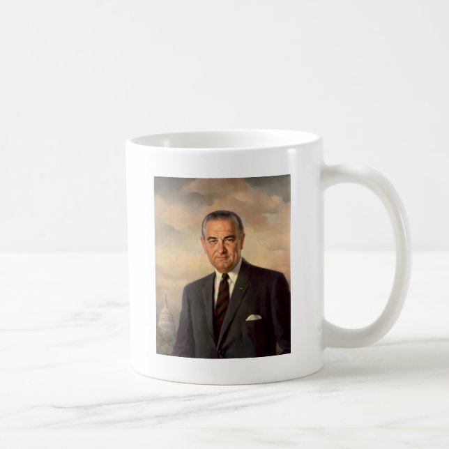 Lyndon Johnson officiellporträtt Kaffemugg (Höger)
