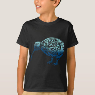 Lynesia Maori Kiwi Fågel Ocean Blå Nya Zeeland T Shirt