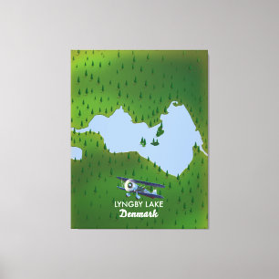 Lyngby Sjö Danmark karta Canvastryck