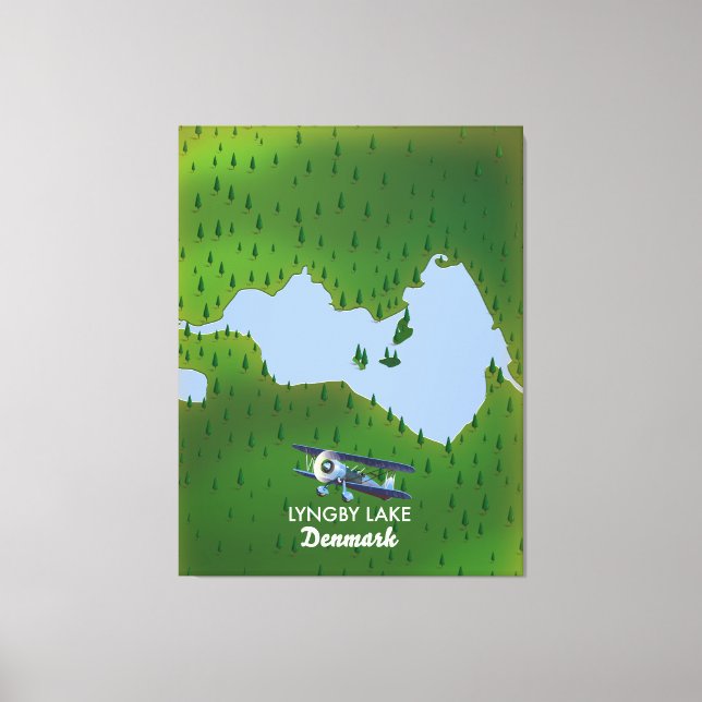 Lyngby Sjö Danmark karta Canvastryck (Framsida)