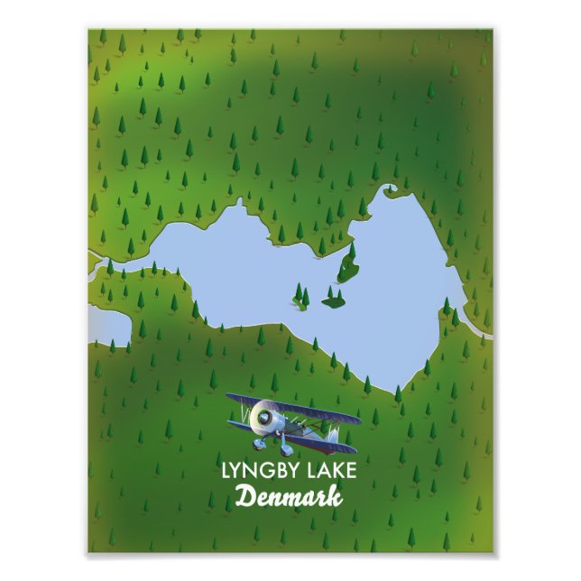 Lyngby Sjö Danmark karta Fototryck (Framsidan)