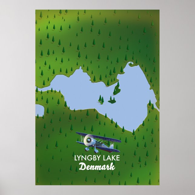 Lyngby Sjö Danmark karta Poster (Framsidan)