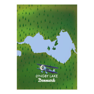 Lyngby Sø Danmark karta Fototryck