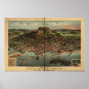 Lynn Massachusetts 1881 Antique Panoramic Karta Poster