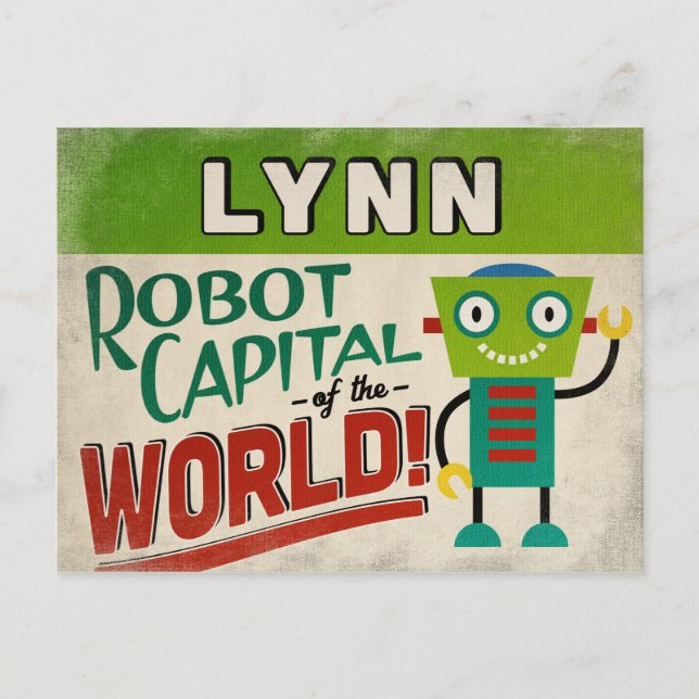 Lynn Massachusetts Robot - Rolig Vintage Vykort (Framsida)