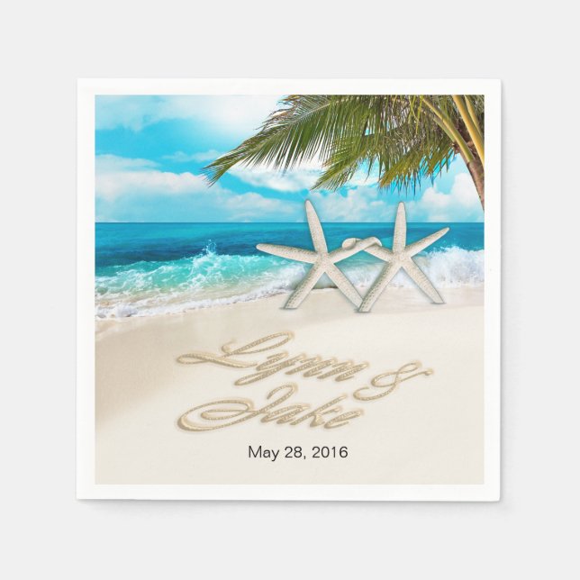 Lynn Starfish, fråga efter NAMN I SAND Pappersservett (Framsidan)