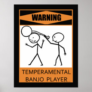 Lynnig Banjospelare för varning Poster