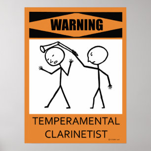 Lynnig Clarinetistaffisch för varning Poster