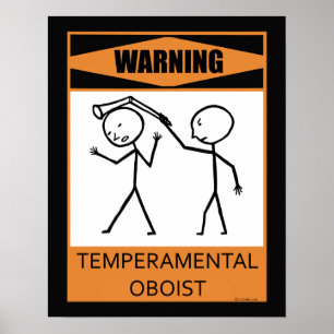 Lynnig Oboistaffisch för varning Poster