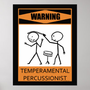 Lynnig Percussionistaffisch för varning Poster