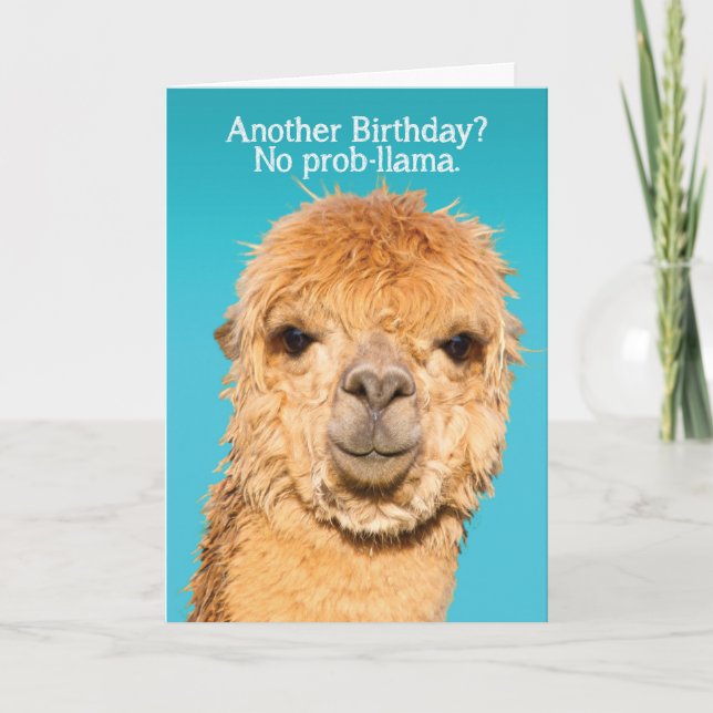 Lynny No Problama Llama Birthday Wisdom Kort (Framsida)