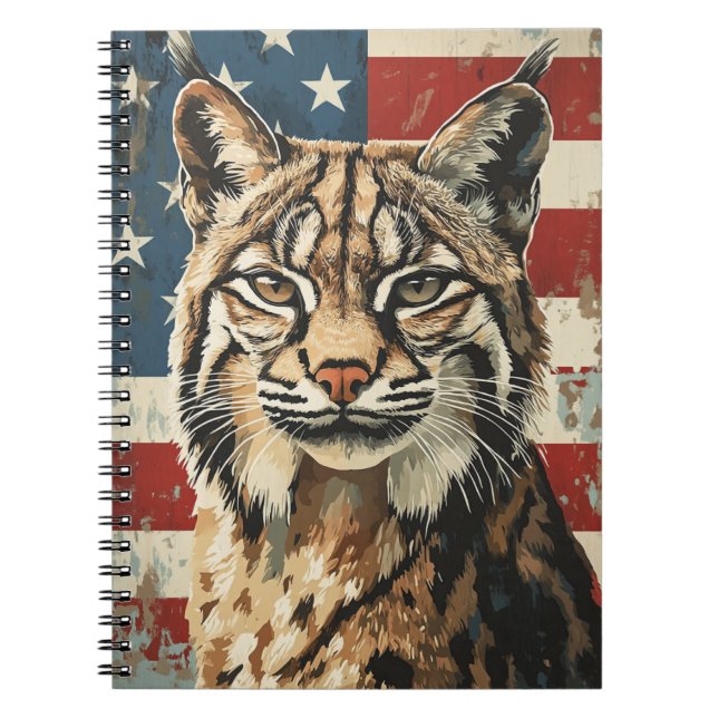 Lynx American flagga vintage Anteckningsbok (Framsidan)