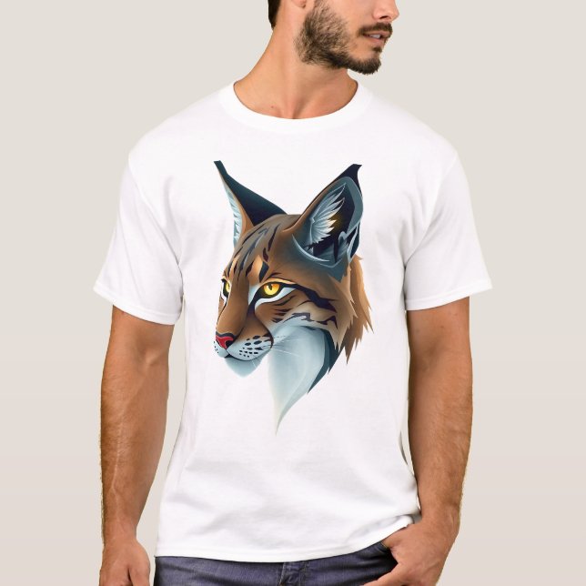 Lynx Ansikte Art - Flyter illustration T Shirt (Framsida)