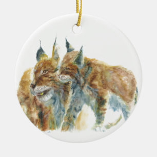 Lynx design julgransprydnad keramik
