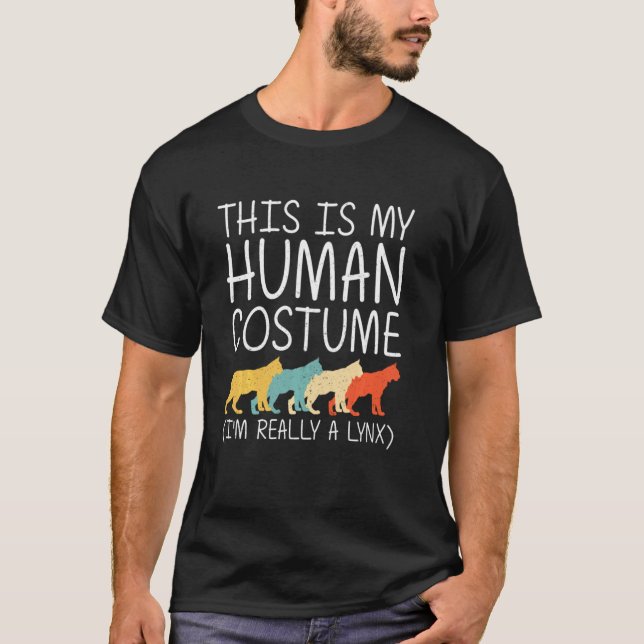 Lynx Halloween Human Costume Bobcat Caracal Easy D T Shirt (Framsida)