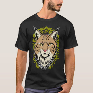 Lynx Head Minimalist Tribal Olivgrön Streetwear T Shirt