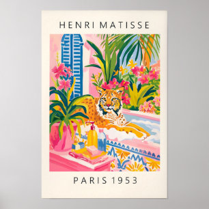 Lynx I Badkar Rolig Affisch, Matisse Konsttryck, B Poster