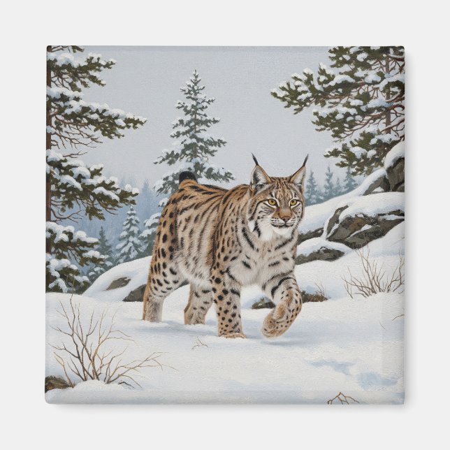 Lynx i Fulufjället National Park Sverige Travel Magnet (Framsidan)