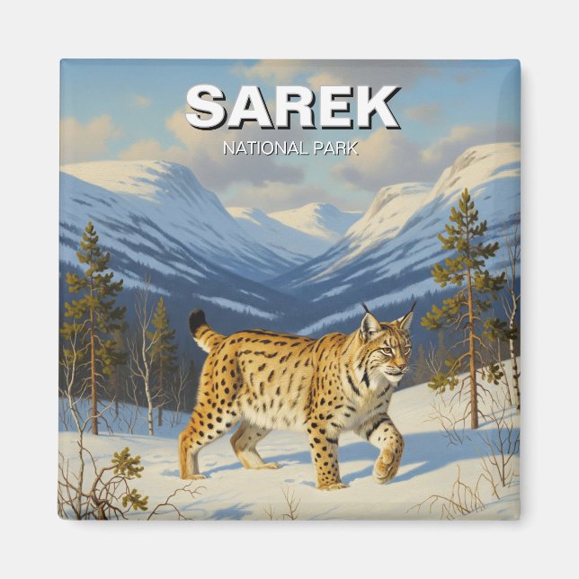 Lynx i Sarek National Park Sverige Travel Magnet (Framsidan)