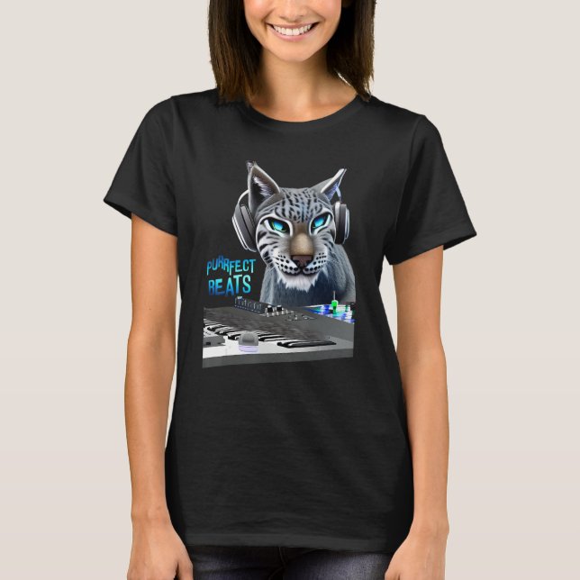 Lynx Music Beats Bobcat Animal Musician T Shirt (Framsida)
