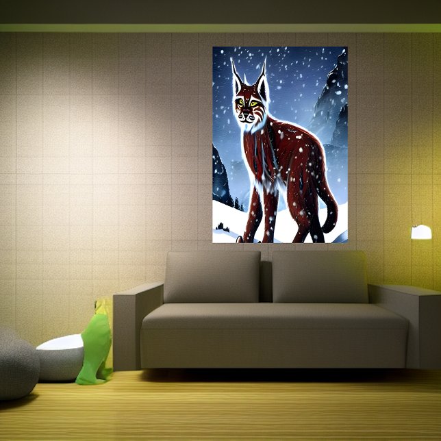 Lynx sitta i snö | AI Art Poster (Skapare uppladdad)