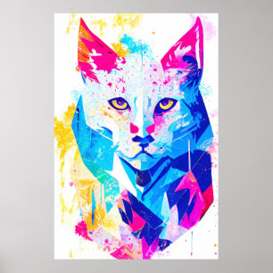 Lynx Vild Nature Animal Färg Art Painting Poster