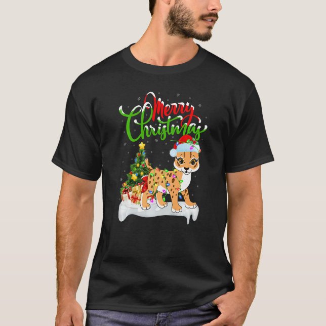 Lynx  Xmas Decorations Santa Lynx Christmas T Shirt (Framsida)