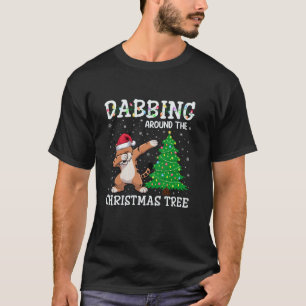 Lynxes Santa Hat Dabbing runt Julgran T Shirt