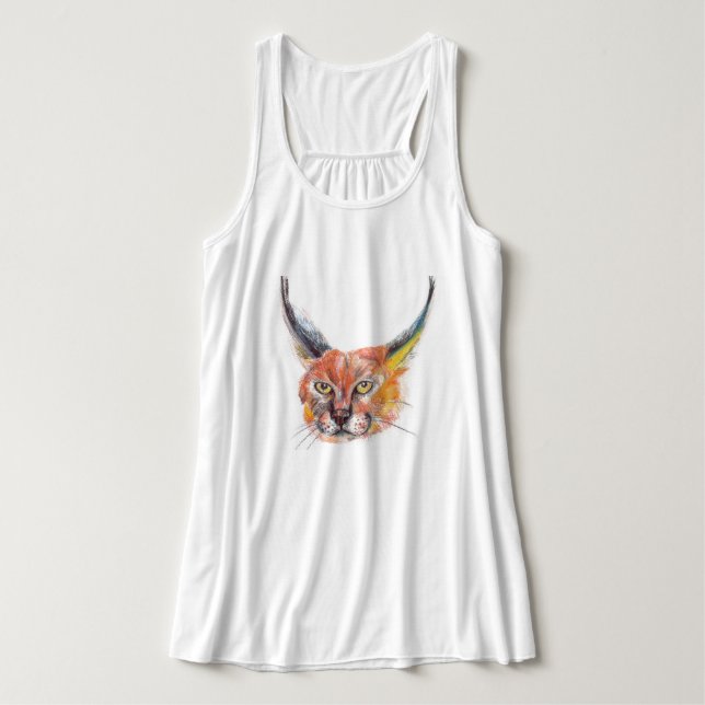 Lynxs teckning Women's Bella Tanktop Linne Med Racerback (Design framsida)