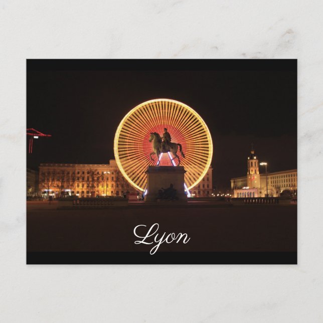 Lyon Bellecour nuit Vykort (Framsida)