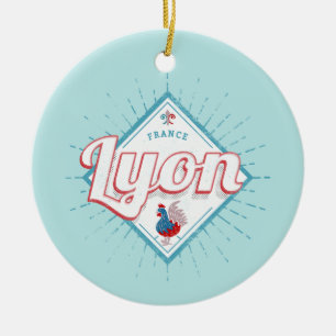 Lyon city Frankrike retro tupp vintage souvenir Julgransprydnad Keramik