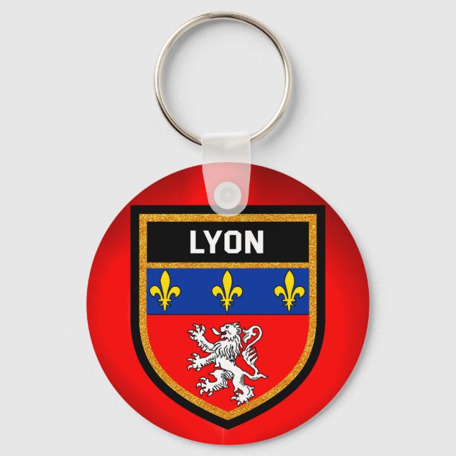 Lyon Flagga Nyckelring (Framsida)
