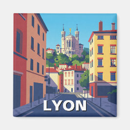 Lyon Frankrike Basilica Travel Abstrakt Magnet