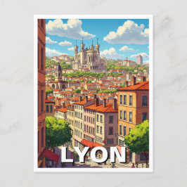 Lyon Frankrike Basilica Travel Vykort