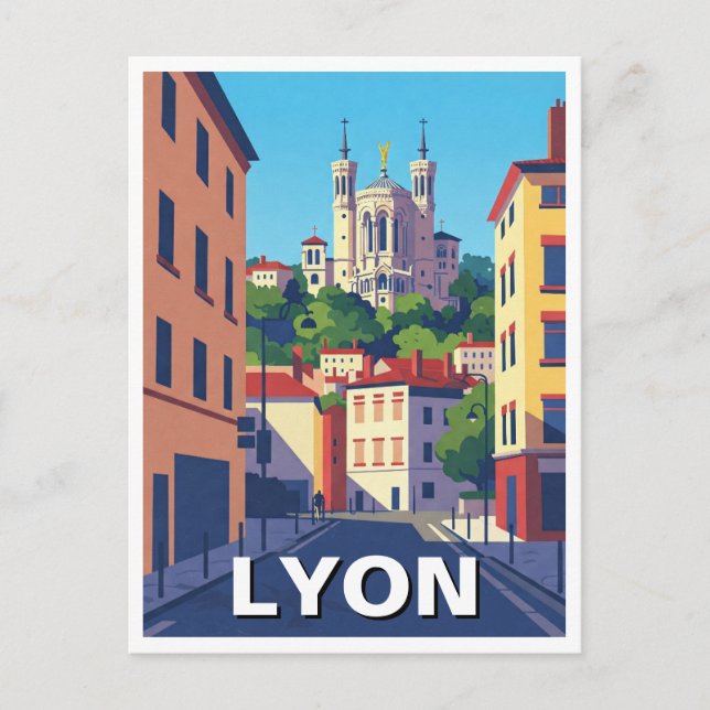 Lyon Frankrike Basilika Resa Abstrakt Vykort (Framsida)