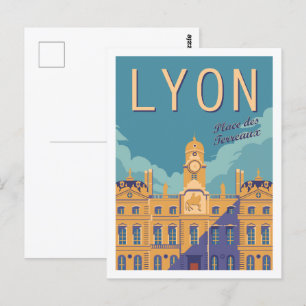 Lyon Frankrike Berömd Travel Ställe Illustration Vykort
