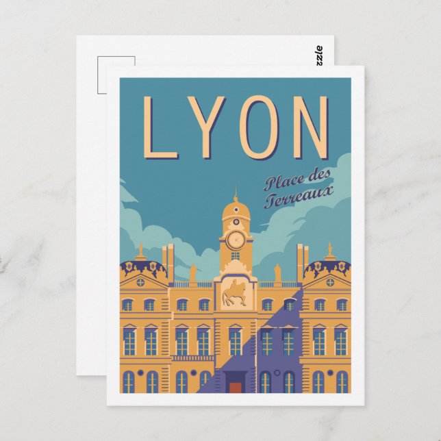 Lyon Frankrike Berömd Travel Ställe Illustration Vykort (Fram/baksida)