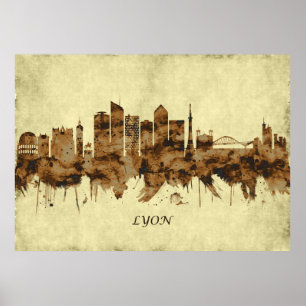 Lyon Frankrike Cityscape Poster