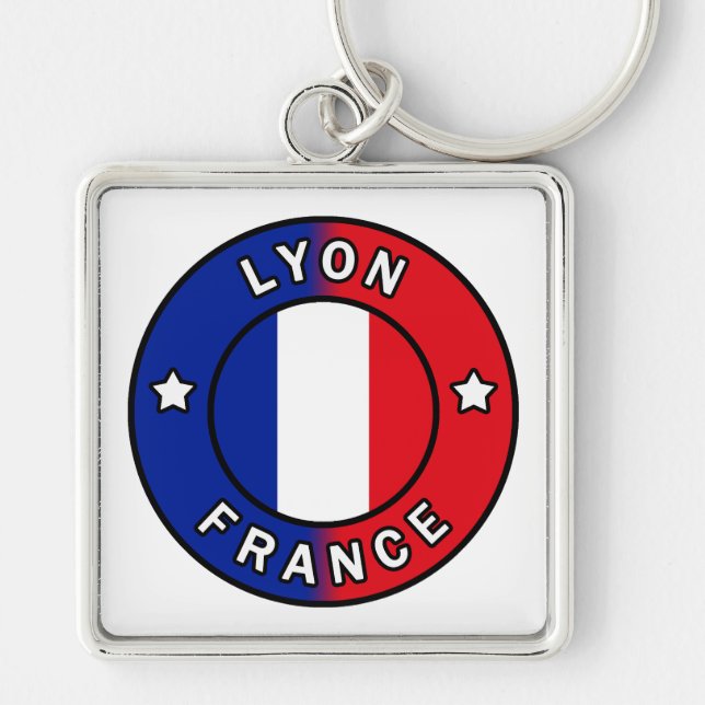Lyon-Frankrike Fyrkantig Silverfärgad Nyckelring (Framsidan)