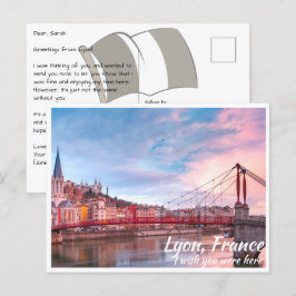 Lyon Frankrike med Bridge Postcard Vykort