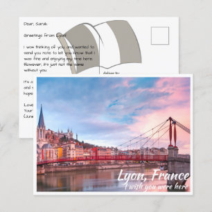 Lyon Frankrike med Bridge Postcard Vykort