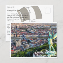 Lyon Frankrike med gelvykort