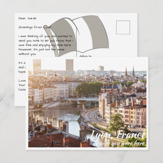 Lyon Frankrike med vykort för floden Postcard (Fram/baksida)
