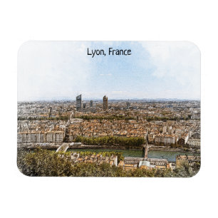 Lyon Frankrike Panorama View Magnet