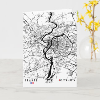 Lyon, Frankrike Road Karta Art - Earth Tones Kort