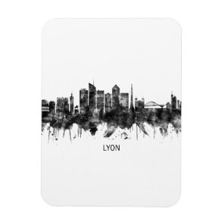 Lyon Frankrike Skyline BW Magnet