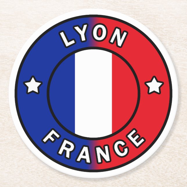 Lyon Frankrike Underlägg Papper Rund (Framsidan)