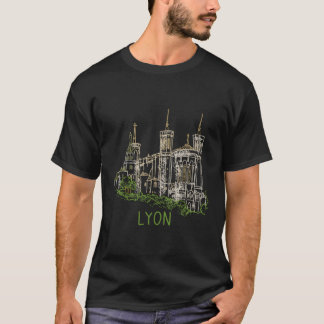 Lyon Frankrike Unik Hand plockade Art Gift Manar W T Shirt